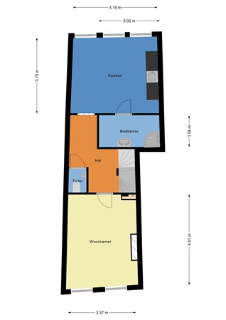 Floorplan - Nieuwe Binnenweg 413A, 3023 EM Rotterdam